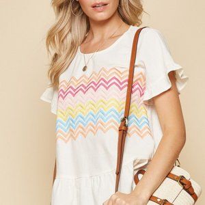 Rainbow Chevron Peplum NWT